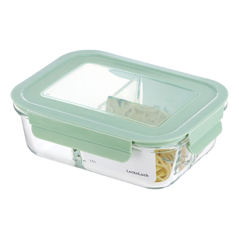 LOCK&LOCK Glass Food Storage Container, Office Worker Compartment Lunch Box, Microwave-Safe Fruit Container, Large Capacity Bento Box