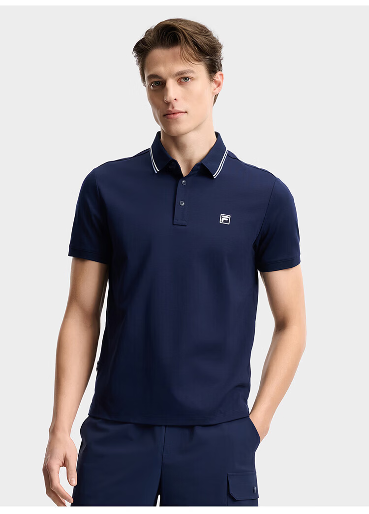 FILA Elite Men's Knitted Short Sleeve Polo Shirt 2026 Summer Simple Basic Casual Top 40