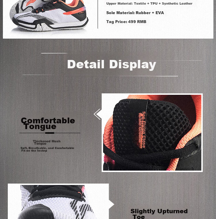 LI-NING Women's Badminton Shoes Ground-Flying Casual Comfortable Training Competition Shoes 8