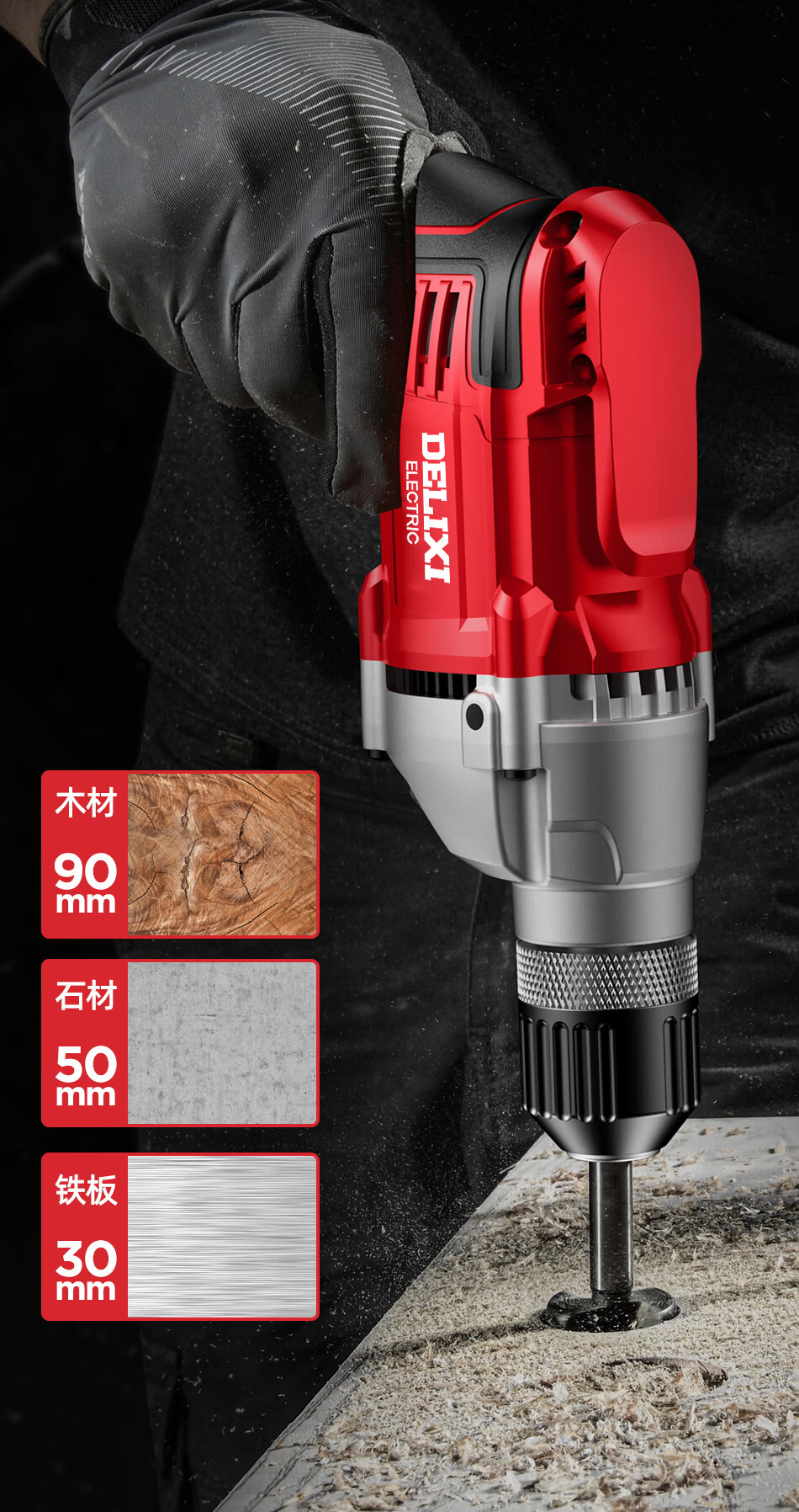 DELIXI ELECTRIC Corded Electric Drill Multi-Function Handheld Screwdriver Power Tool 3