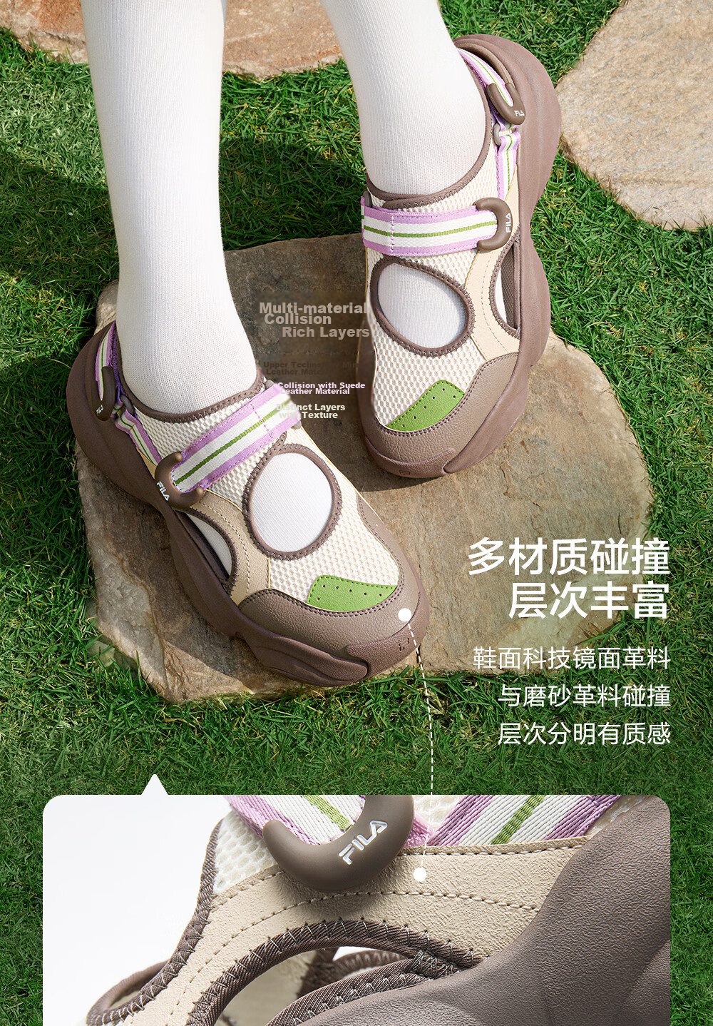 FILA Bagel Sandals Women's Sports Sandals 2026 Summer New Breathable Thick-Soled Beach Sports Shoes 4