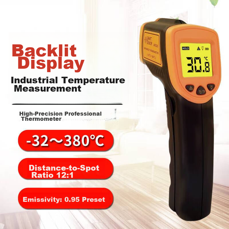 CEM Industrial Infrared Thermometer High-Precision Temperature Gun for Oil, Household Kitchen Baking Temperature Detector