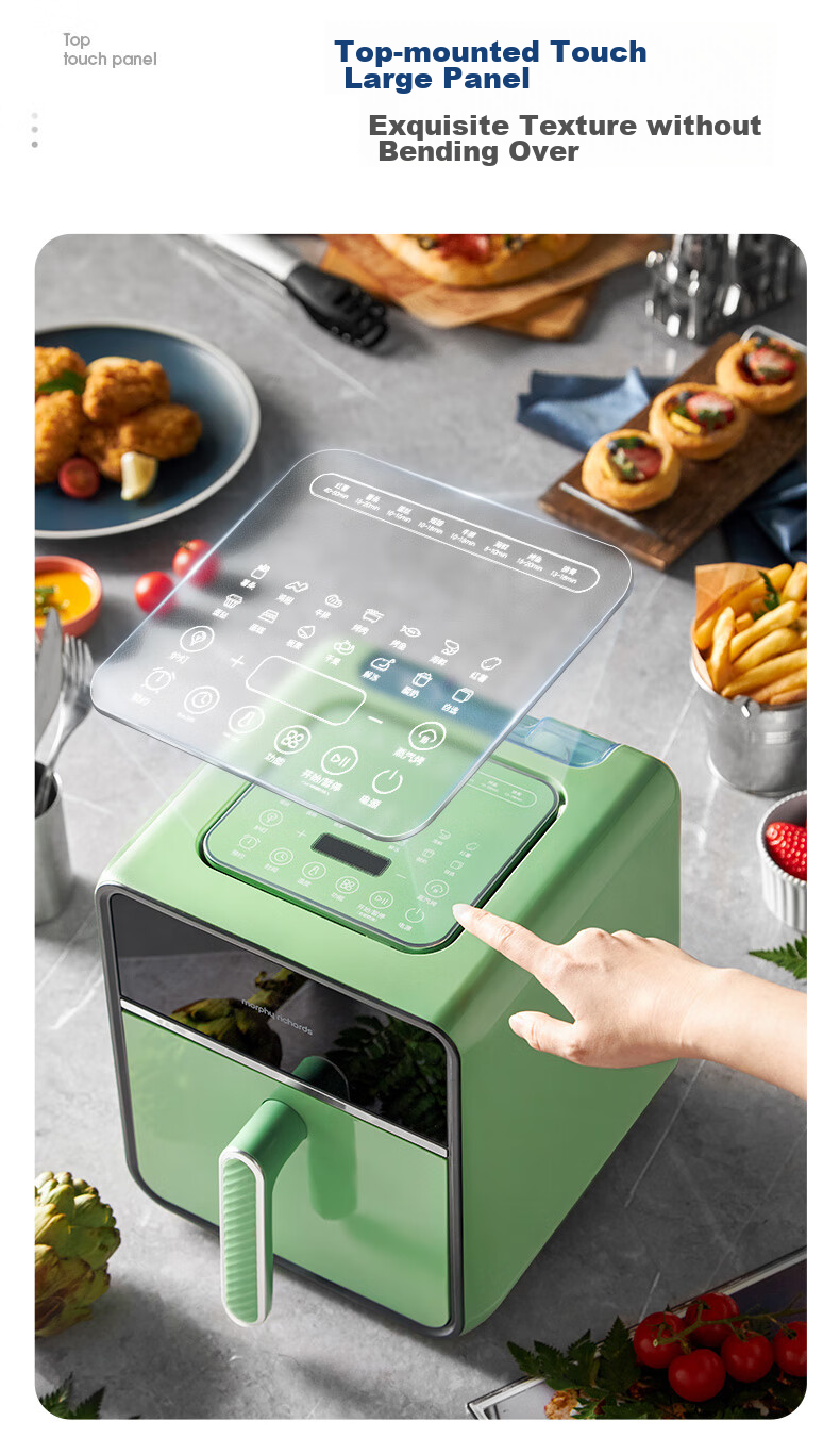 Morphyrichards Air Fryer, Home Use, 4L Large Capacity, Transparent View Window, Built-In Lamp, Smart Steam Function, Variable Frequency Temperature Control, Chicken Wing Frying Machine, MR8101 White 15
