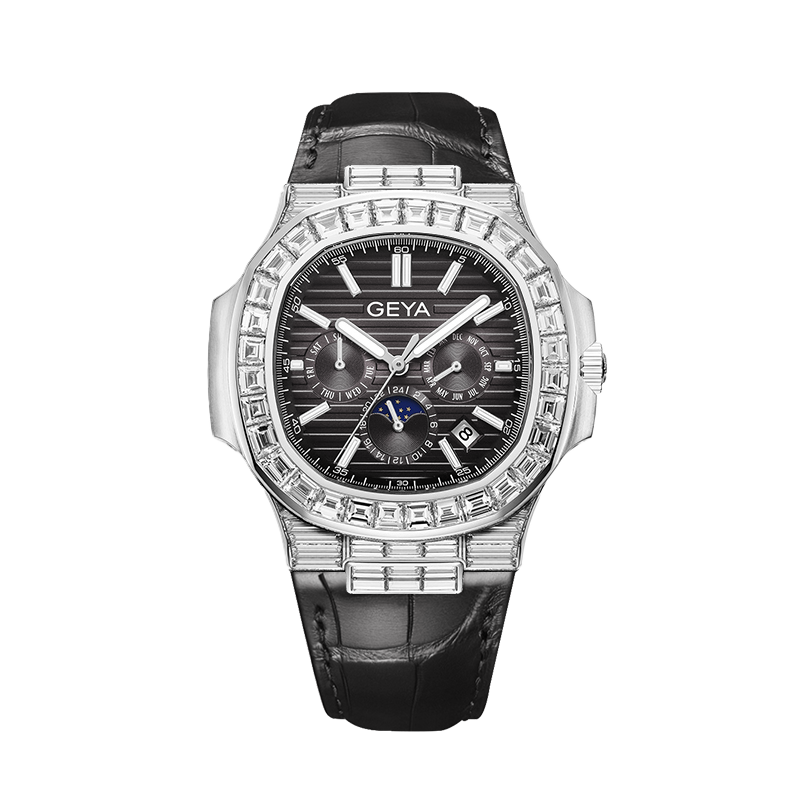 GEYA Luxury Mechanical Men's Watch with Diamond Accents, Dual Calendar, Luminous Hands – Birthday Gift for Men