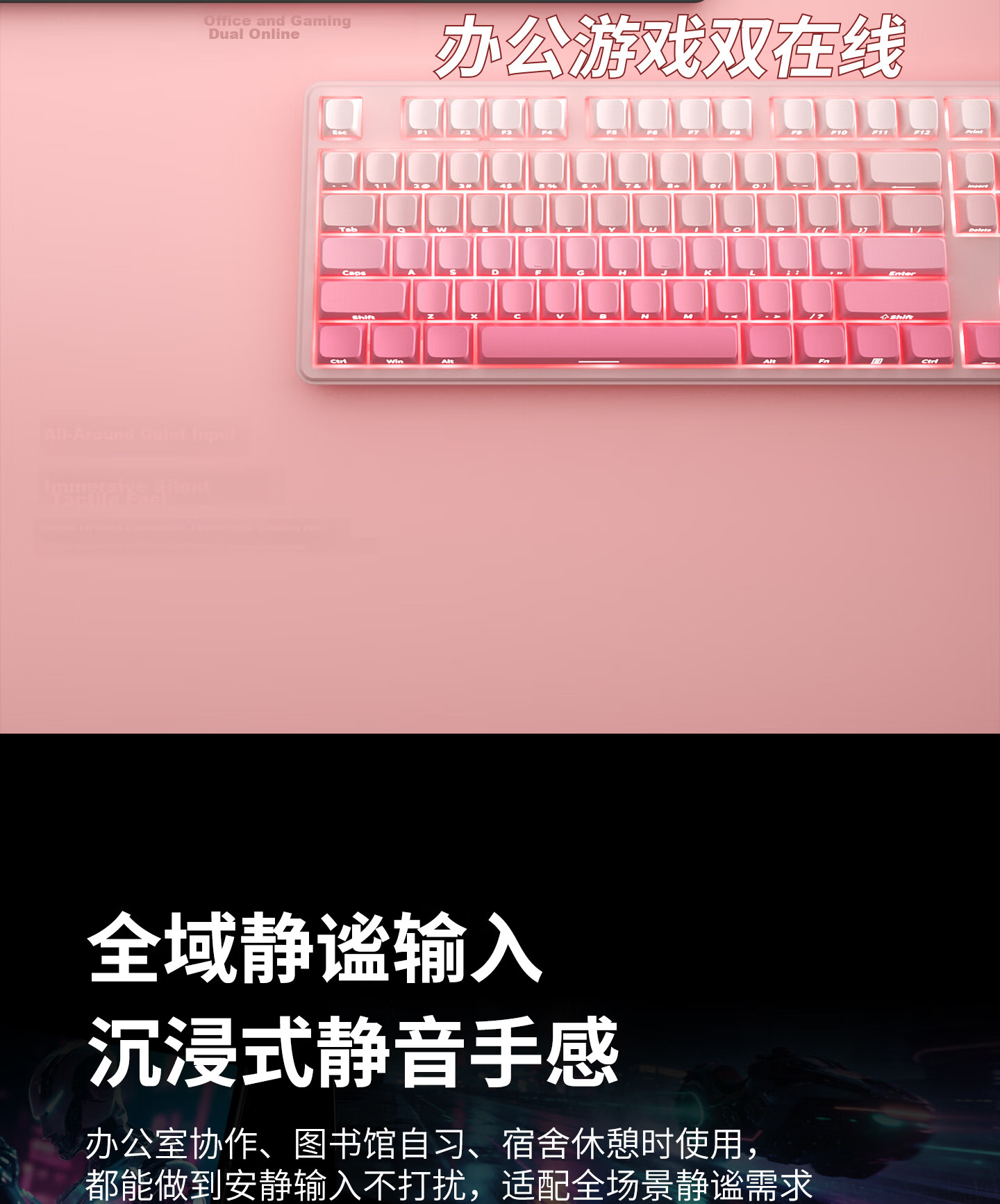 HP K160 Wireless Keyboard Wired Bluetooth Tri-mode Silent Mechanical Feel with Screen Multifunctional Knob Office Gaming E-sports Desktop Laptop Peach Pink 12