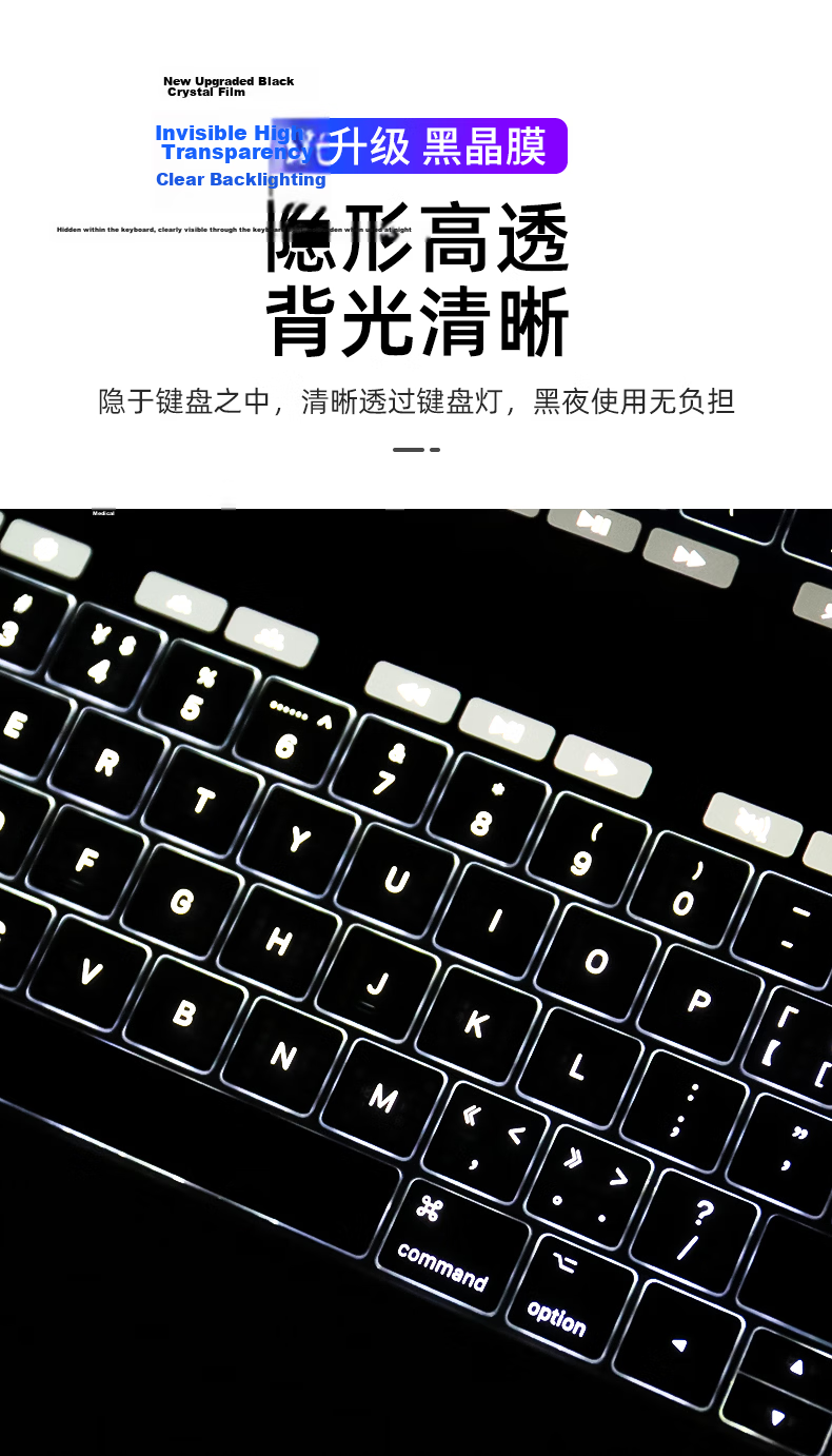 DiYi Workshop Ultra-Thin Black Crystal Nano Keyboard Cover for MacBook 13 Neo Dustproof Protective Film 12