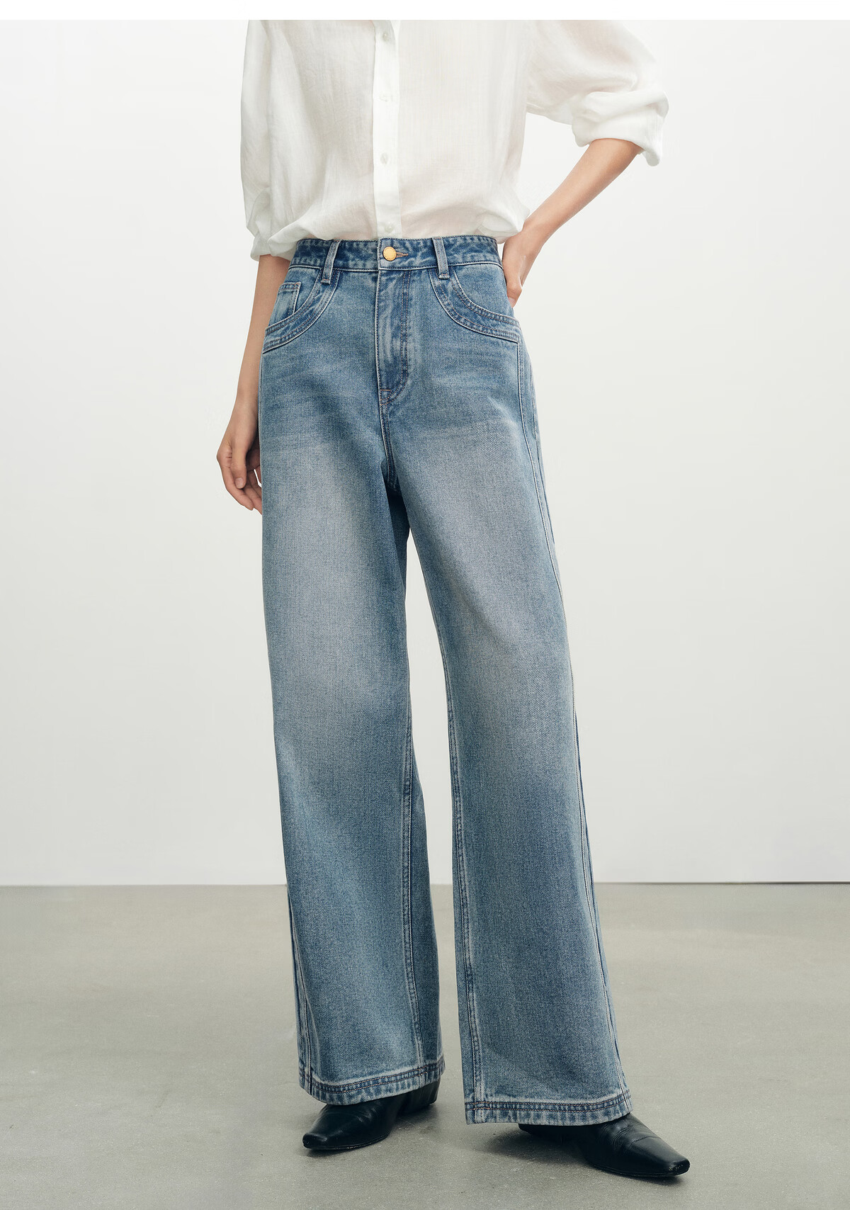 Taipingniao Women's Jeans, Autumn Straight-Leg Pants, Fashionable Casual Versatile Commuter Style, Denim Dark Blue, Size L 77