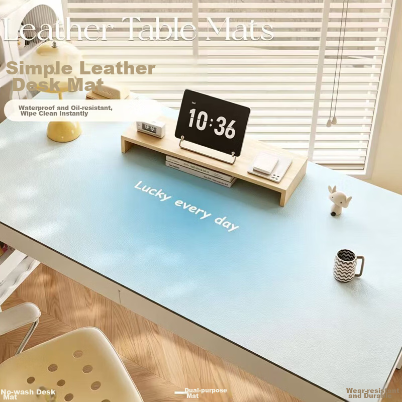 Juyingfeng Large Leather Mouse Pad Odorless Waterproof Oil-Resistant Wash-Free Dining Mat Luxury Minimalist Ins Style Custom Printed Desk Pad 900*420*2mm Milk Powder Small Flower 2