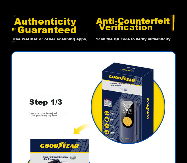Goodyear Portable High-Pressure Wireless Car Tire Inflator Pump for Vehicles and Bicycles 51