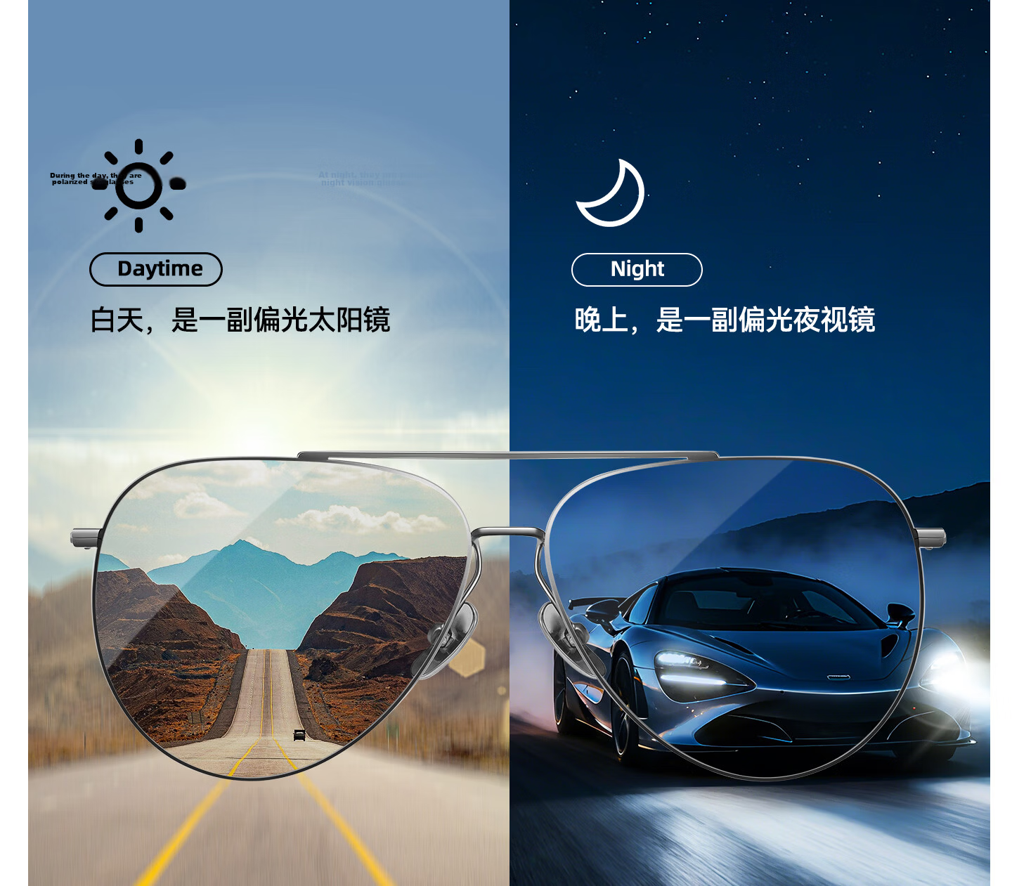 CAPONI Ultra-Light Titanium Frame Polarized Photochromic Sunglasses for Men, Driving Day and Night Use, Pilot Style Anti-Glare 11
