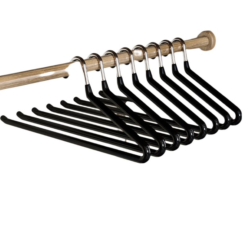 40K Stainless Steel Non-Slip Goose-Shaped No-Trace Multi-Functional Pants Hangers, 10 Black Pieces
