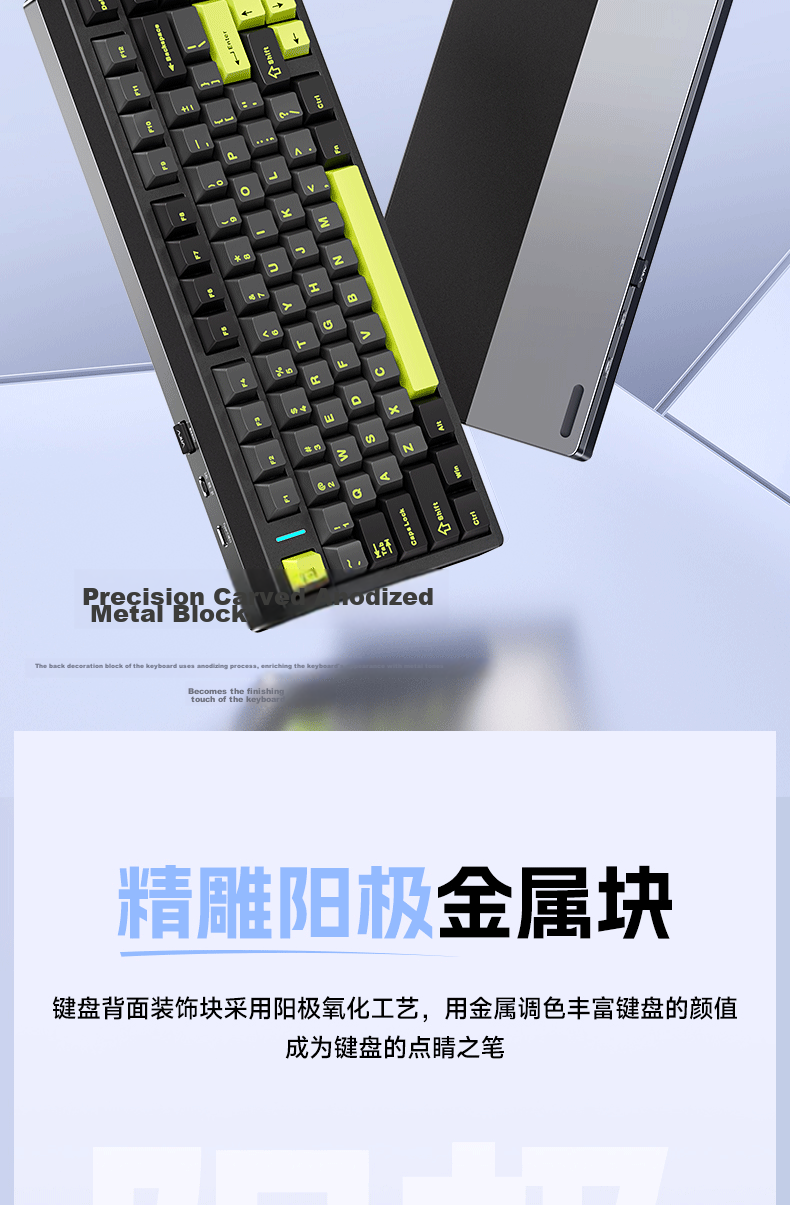 AULA M75 Custom Mechanical Keyboard Tri-Mode Aluminum Wired 2.4G Bluetooth Gasket Structure Gaming M75 Tri-Mode Ink Black Ice Pulse Switch 4