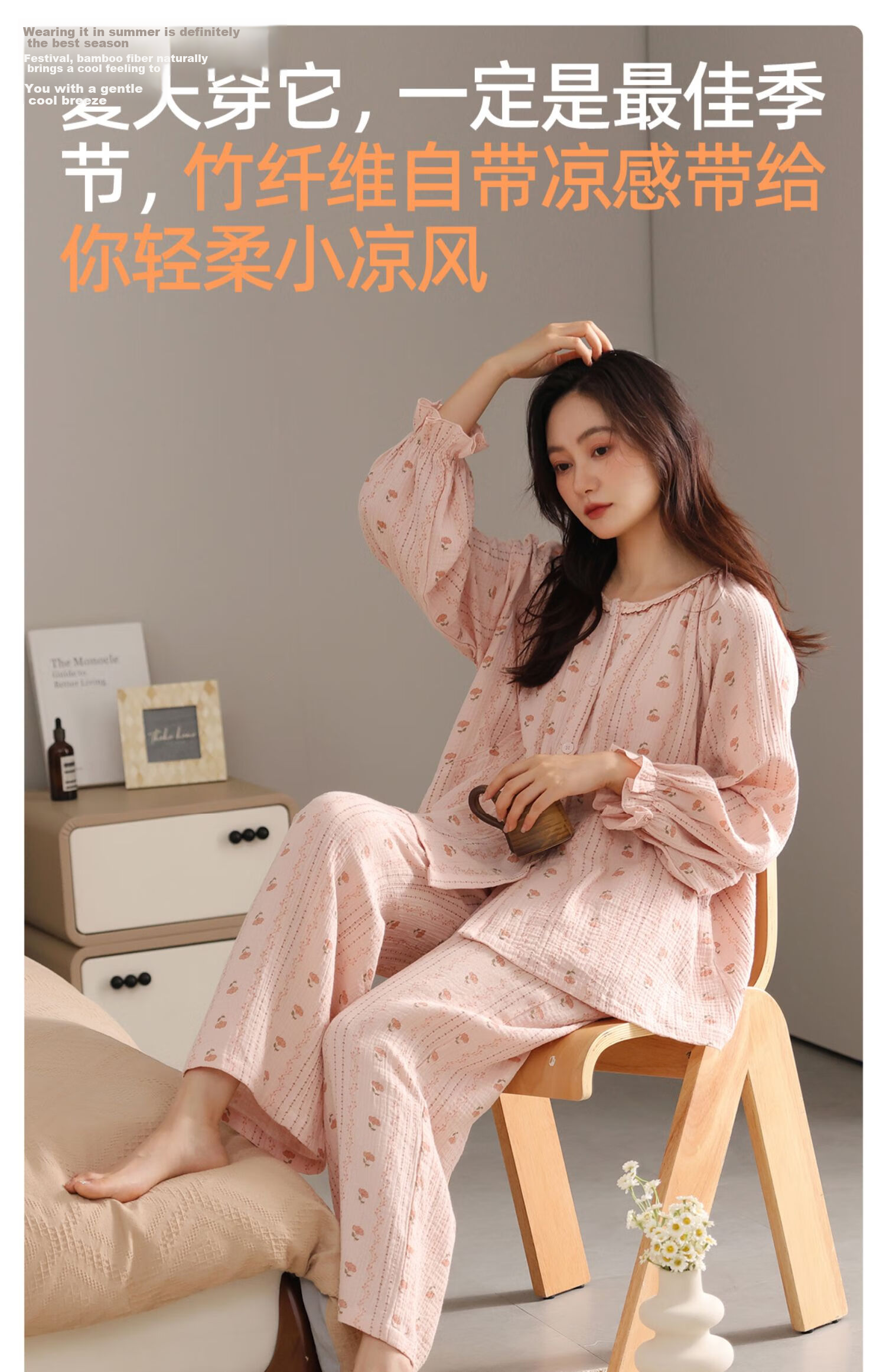 JOYNCLEON Maternity Cotton Gauze Postpartum Nursing Pajamas Homewear Pink XL jyz181399 15