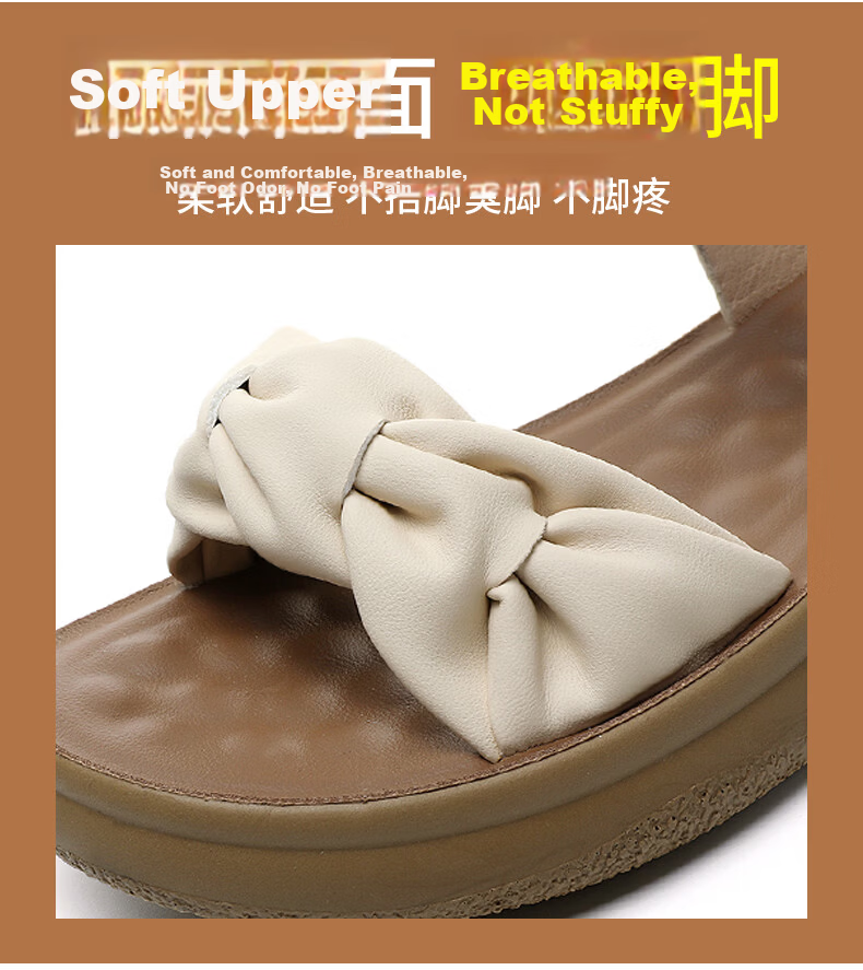 Warrior Mom Sandals New 2026 Fashion Wedge Mid-Aged Soft Sole Pregnant Women Thick Mid-Heel Women's Shoes 0842 Beige Size 37 7