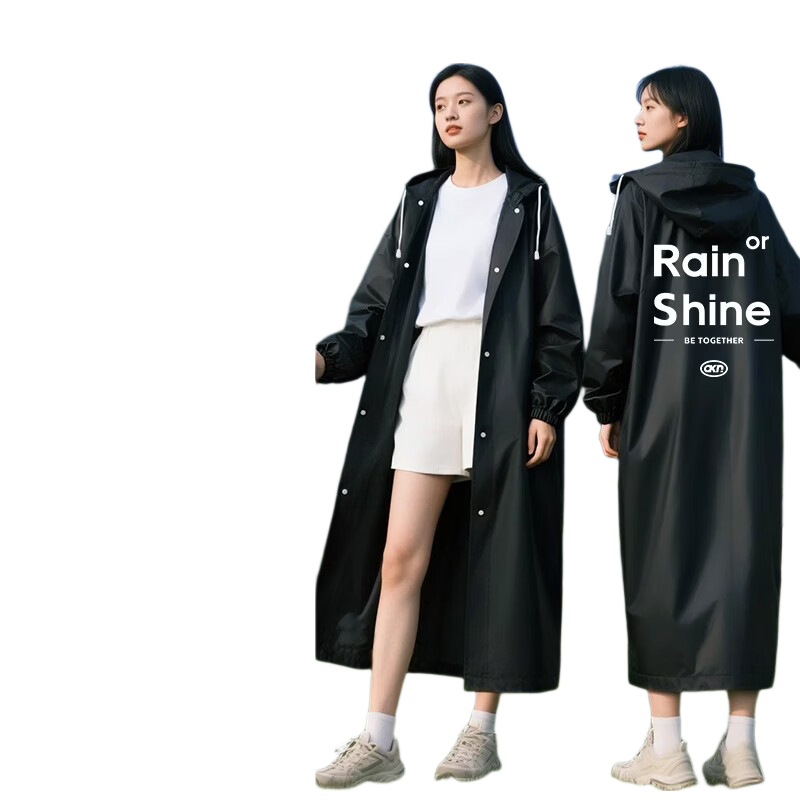 AIKANGNI Disposable Raincoat, Thickened Portable Heavy-Duty Rain Poncho for Electric Bikes, Long Adult Raincoat, Black