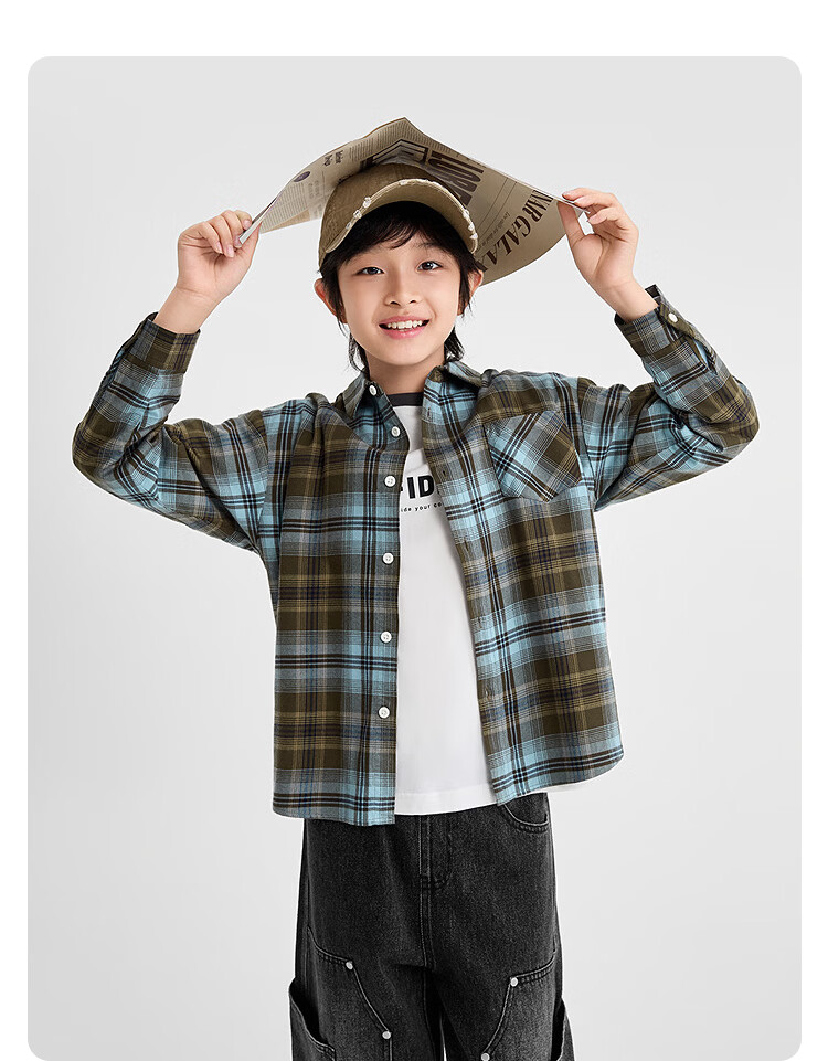 Balabala Kids Long Sleeve Shirt Baby Clothes Boys Girls 2026 New Spring Plaid Shirt Jacket 20