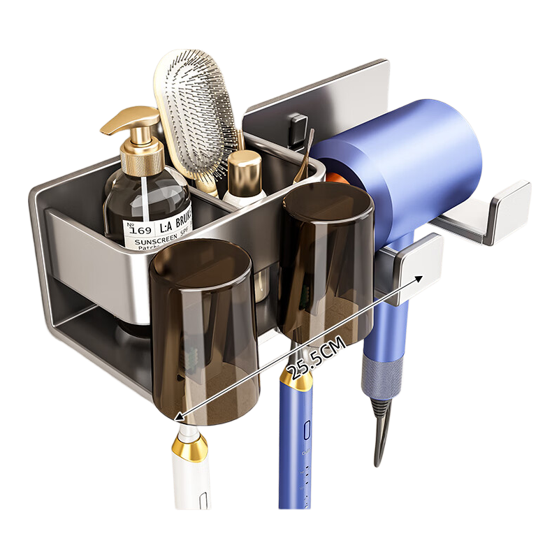 Baihan Toothbrush Holder, No Drilling Required, Bathroom Space Aluminum Material, Waterproof And Rust-Resistant, Reinforced And Widened