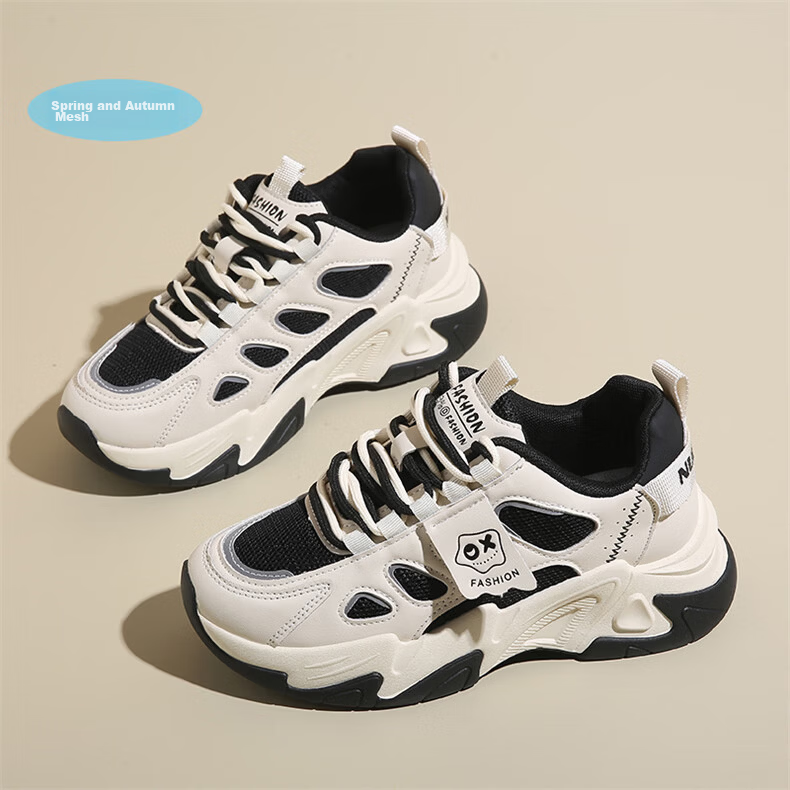 CARTELO Women's Chunky Sneakers, Spring Sports Casual Shoes, Thick-Soled Running Shoes for Women, 1532 Black, Size 37 28