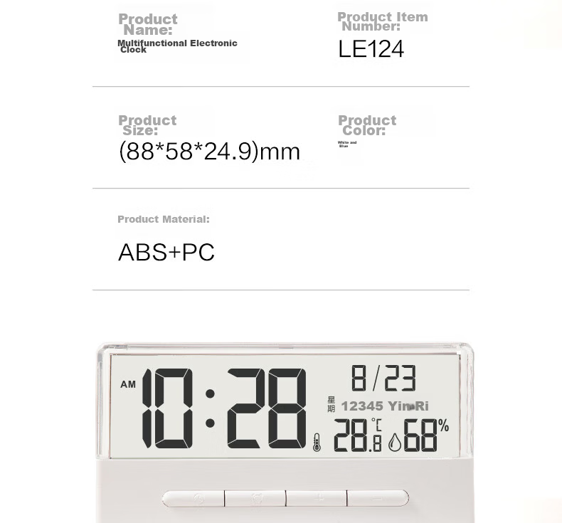 Deli Electronic Alarm Clock Backlight Large Bell Smart Home Student Multifunctional Thermometer Large Screen Bedside Clock Back to School Essential - LE122 Gift 18