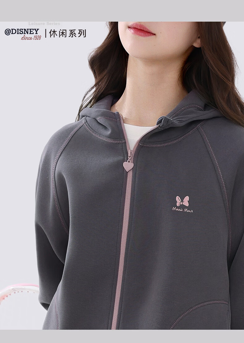 Disney Girls Casual Set Spring Autumn New Children's Hooded Sportswear Youth Sweatshirt and Sweatpants FT001 Heather Gray 150 4