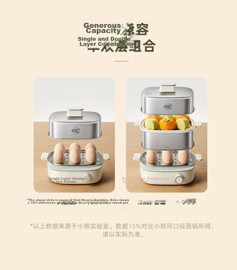Bear Egg Cooker, Steamer, Automatic Power-Off Multifunctional All-In Breakfast Machine, Stainless Steel Egg Cooking And Steaming Device ZDQ-E12R2 8