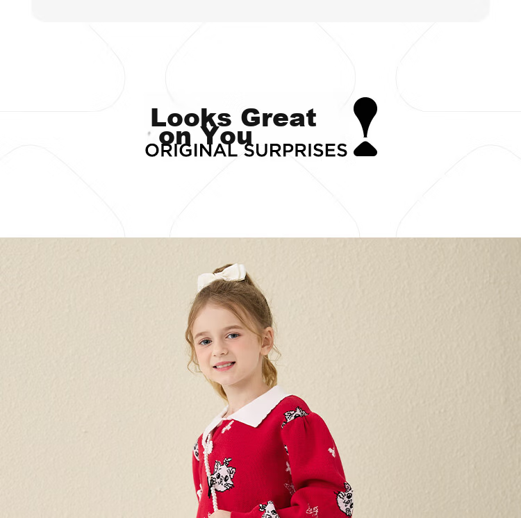DISNEY Girls' Thickened Sweater Dress Red Lunar New Year Outfit 23 Winter DB331TE16 Bright Red Size 130 29