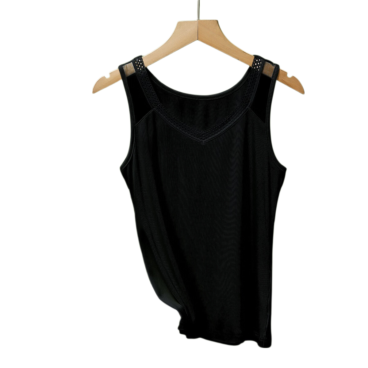 Hodo Fine Stripe Modal Lace V-Neck Sexy Versatile Women's Tank Top Inner and Outer Wear