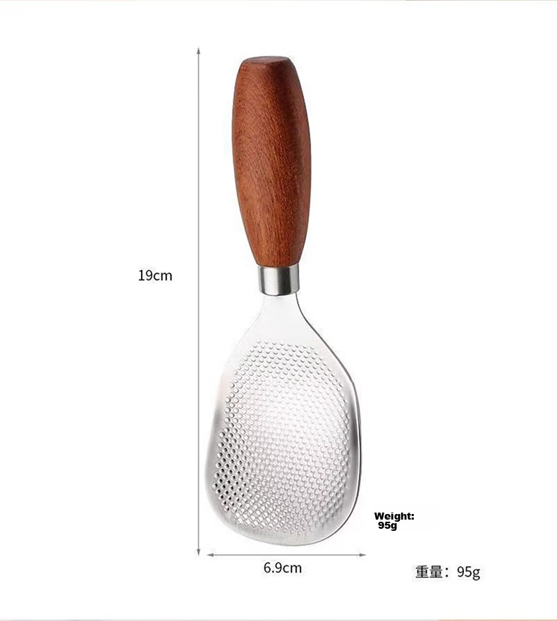 ZhaiQingSong Stainless Steel Rice Scoop with Wooden Handle, Non-Stick Heat-Resistant Rice Serving Spoon for Rice Cooker, Home Use 7