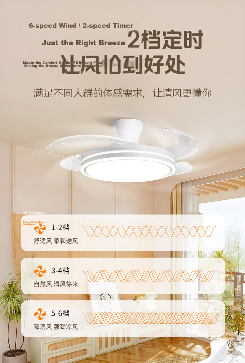 AOC 42-inch Ceiling Fan Light with Pure Light Source for Dining Room, Living Room, Bedroom - Integrated Ceiling Fan Lamp with Installation Included 14