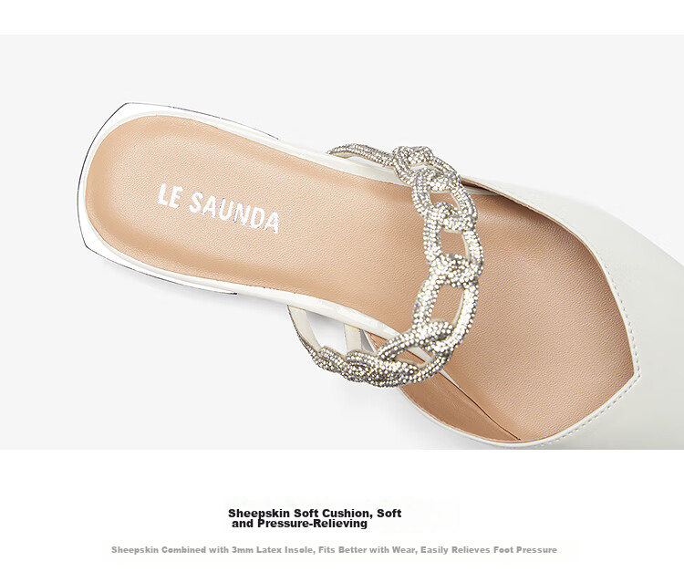 Le Saunda 2026 Summer New Pointed Toe Genuine Leather French Style Slide Sandals Women 7M19801 Hepburn Black BKP 40 5