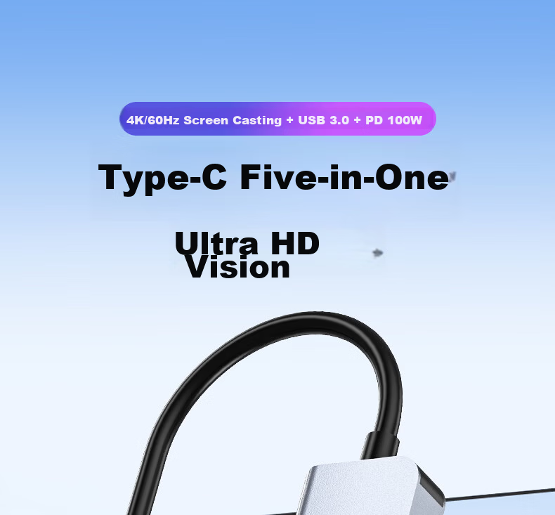 Superior Type-C Docking Station 4K/60Hz HDMI Hub Compatible with Huawei, Apple MacBook, Neo Multi-in-One USB Adapter 1