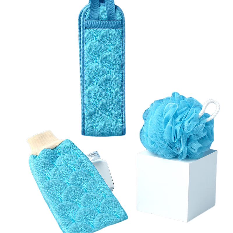 Grace Exfoliating Washcloth for Adults, Men And Women, Back Scrubber Bath Sponge, Thickened Bathing Set, Three-Piece Set, Back-To Seaso