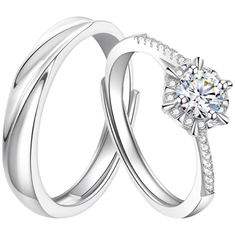 Kefuni [Includes GRA Certificate] 1 Carat Moissanite Couple Rings Engagement Birthday Qixi Festival Gift for Girlfriend