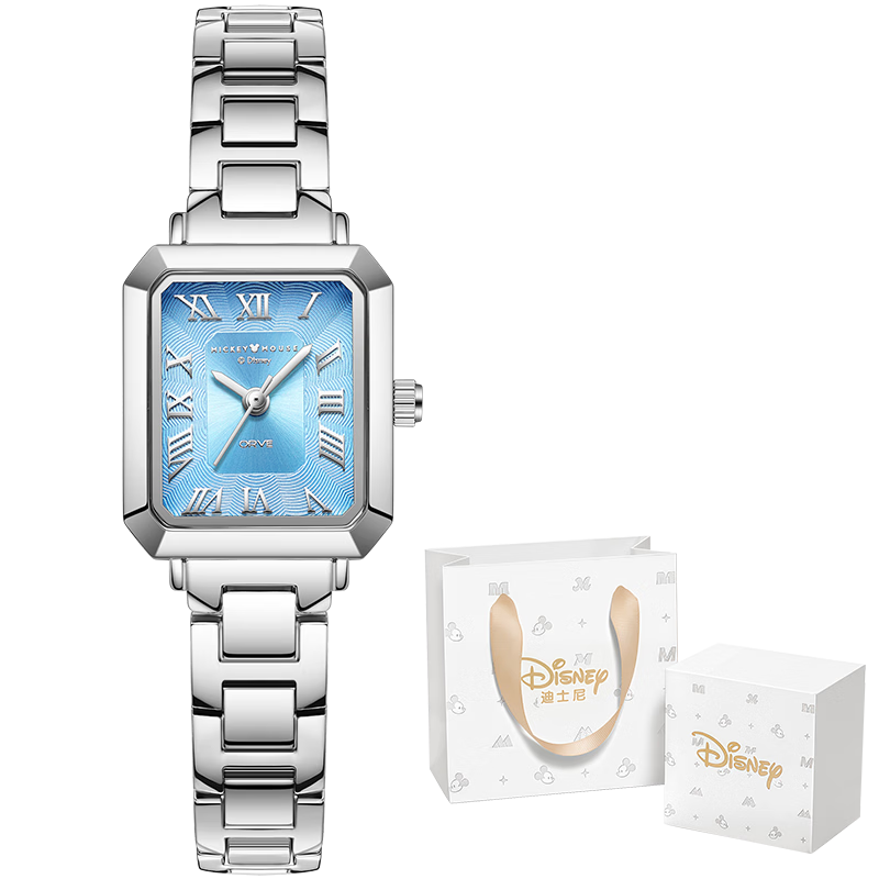 Disney Women's Watch, Instagram-Style Light Luxury Niche Square Sugar Wristwatch, Simple Waterproof Ladies Watch, Birthday Valentine's Day Gift