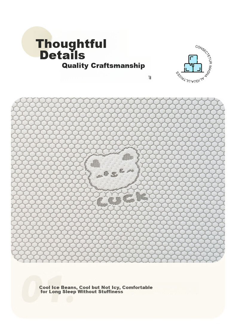 Grace Class A Summer Cooling Ice Bead Mat Fitted Sheet Single Double Household Washable 1.5*2M Bear Gray 8