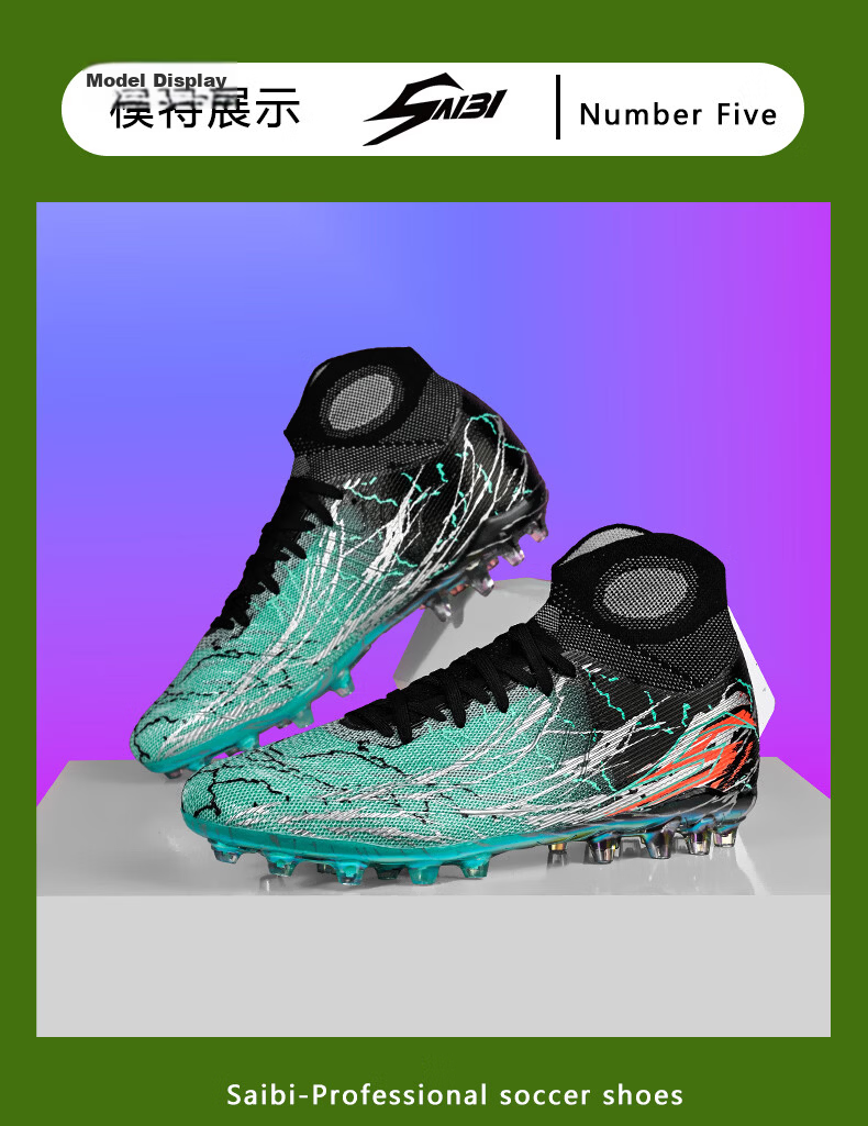 SAIBI Men's Soccer Shoes MG Electroplated Short Studs Professional Training and Competition Shoes for Adults and Youth 308MJ White Blue Size 37 27