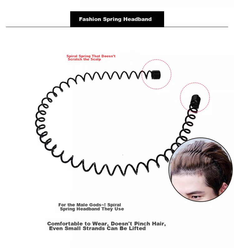 Banjeni Men's High Crown Hair Clip Headband Wide Daily Wear Large Sports Invisible Teeth Back Hair Fragment Non-Tightening 6