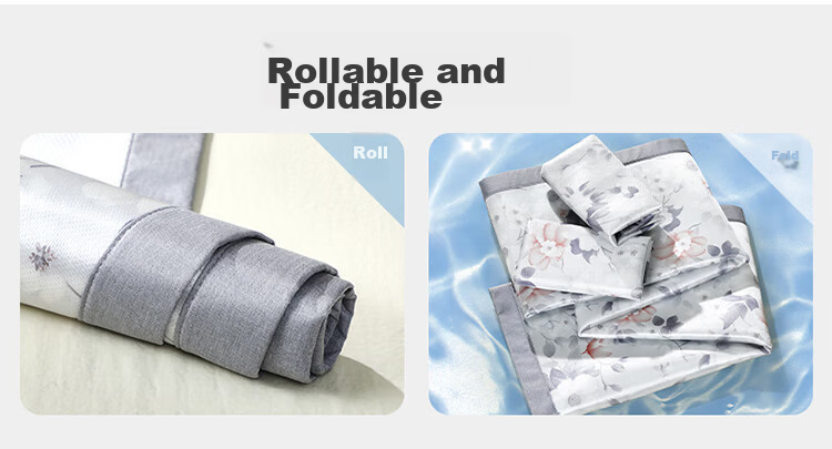 Fuanna Ice Silk Cooling Mat Washable Cooling Printed Soft Mat Single Foldable Ice Silk Mat Two-Piece Set 1.2m×2m 9