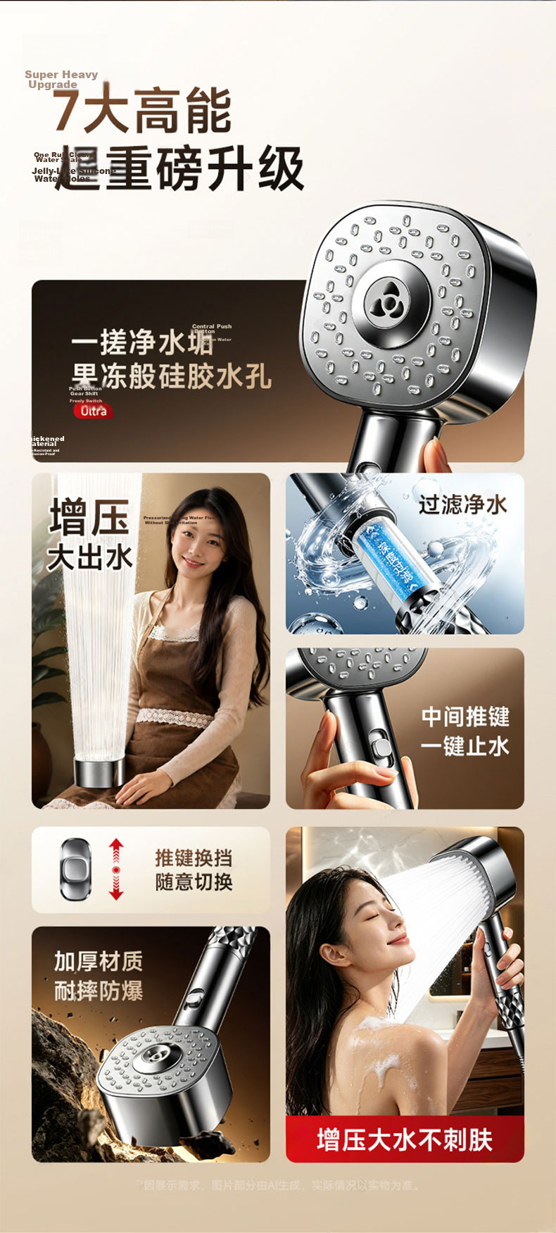 HOMK Seiko Shower Head Set with Hose, High-Pressure Shower Sprayer, New Model 3