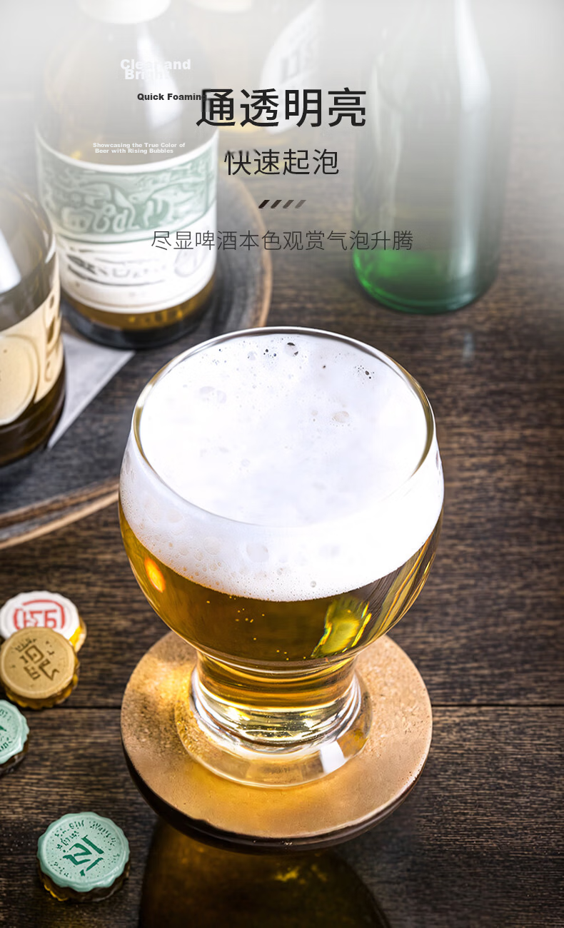 CLITON Craft Beer Glasses Home Glass Beer Mugs Bar Restaurant Large Capacity 450ml Beverage Juice Cups 2pcs [Clearance Sale] 6