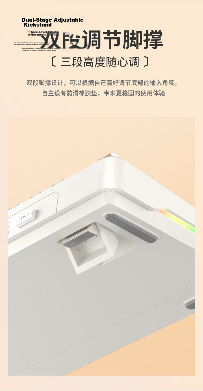 AULA F108 Custom Mechanical Keyboard Wireless Bluetooth Tri-Mode Display Gasket Structure RGB Lighting 108 Keys Gaming Office Gradient Gray - Fengling Switch 18