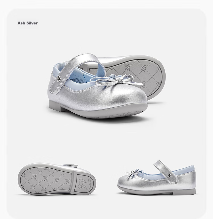 Balabala Girls Princess Shoes 2026 New Spring Autumn Colorblock Spliced Leather Shoes 3D Double Bow Sandals for Girls 16