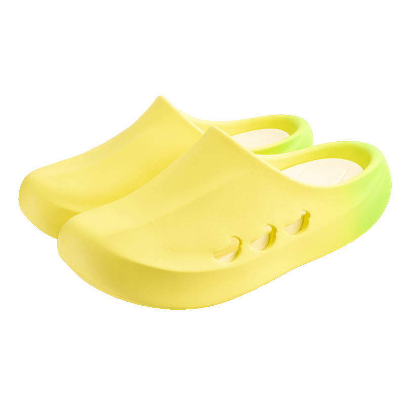 VEIDOORN Banana Slippers Trendy Breathable Hole Shoes Unisex Thick Sole Beach Shoes Gold Banana Size 44-45