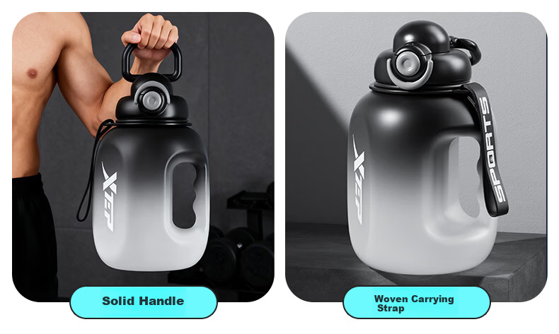 XTEP Large Capacity Sports Water Bottle Fitness Straw Bottle Big Belly Cup for Men and Women JD Self-operated 20