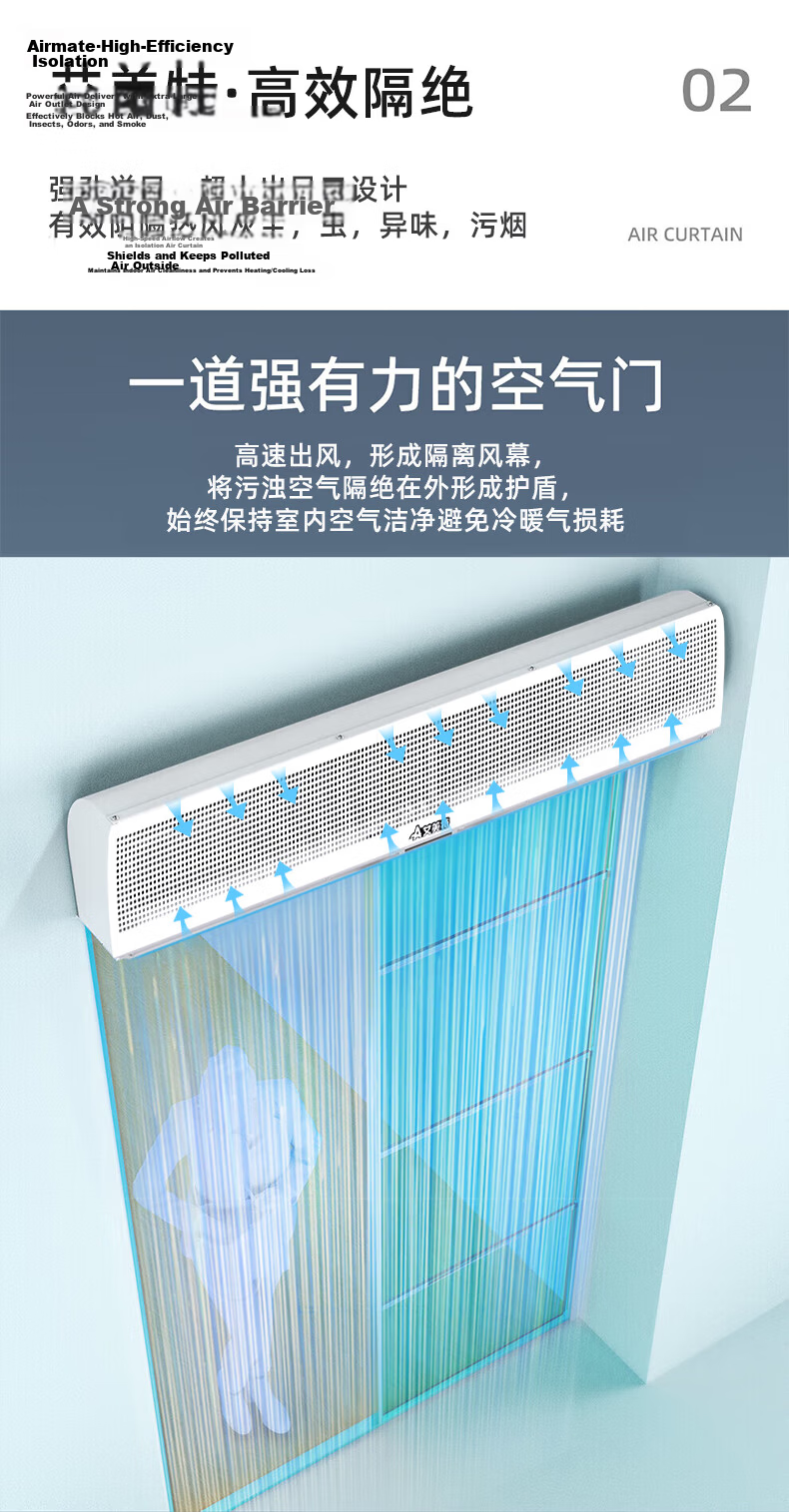 Airmate 900mm Remote Control Air Curtain Commercial AFM3009-04R Wind Screen Air Door for Restaurants Shops Supermarket Entrance 3