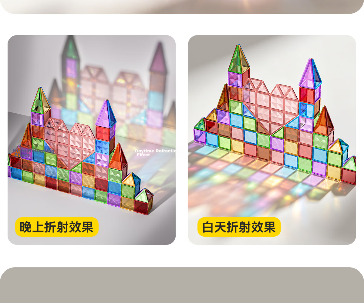 Xinge Color Window Magnetic Tiles Children's Toy Boys 3-6 Years Magnetic Building Blocks Educational Early Learning 1-3 Years Birthday Gift 11