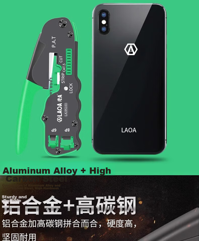 LAOA LA195107 Network Cable Crimping Tool RJ45 RJ11 Crimper Wire Cutter 14