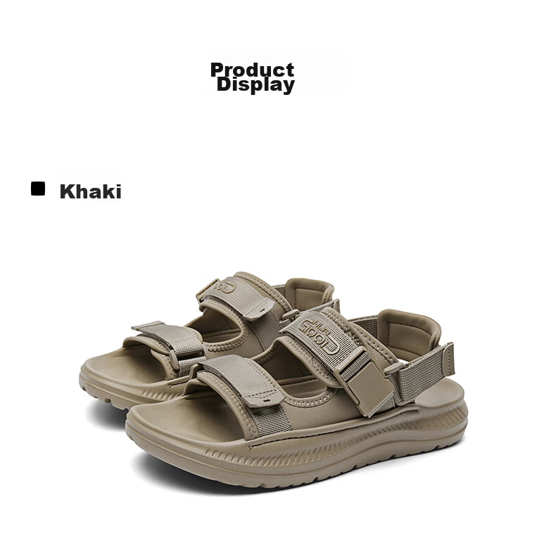HLA Men’s Casual Sports Sandals with Velcro Outdoor Beach Sandals HAALXM2EAE092 Khaki Size 41 18