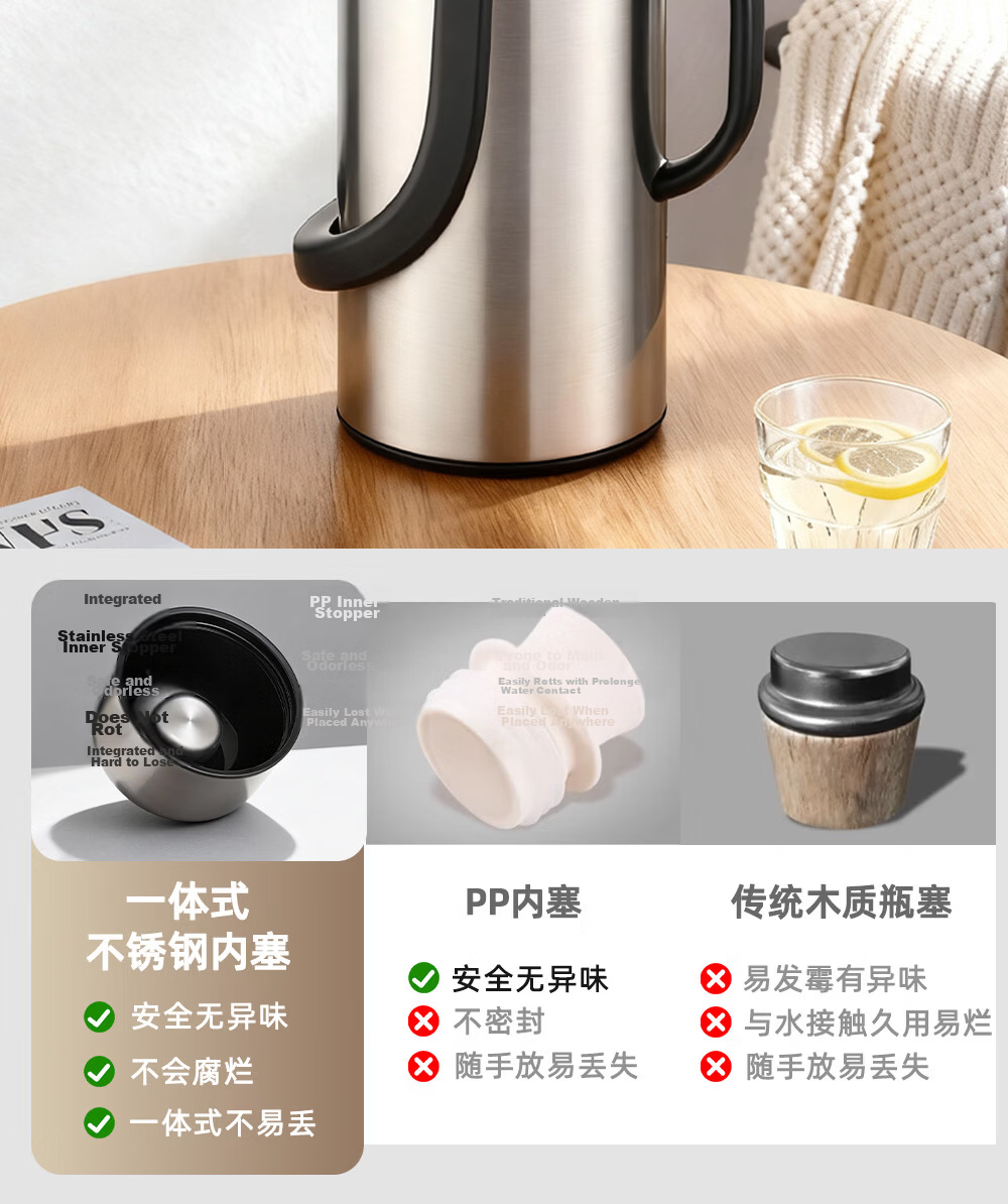 FGA Fuguang Insulated Thermos Stainless Steel Large Capacity Home Office Glass Liner Hot Water Bottle Student Flask 8