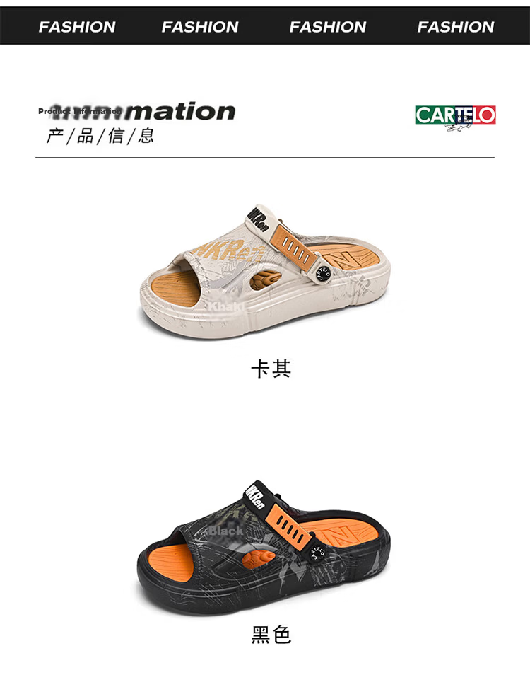 CARTELO Men's Summer Slippers Dual-Wear Driving Sandals Thick-Soled Casual Beach Sandals 3